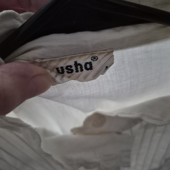 White Ruffled Button-Up Blouse - Picture 3 of 3